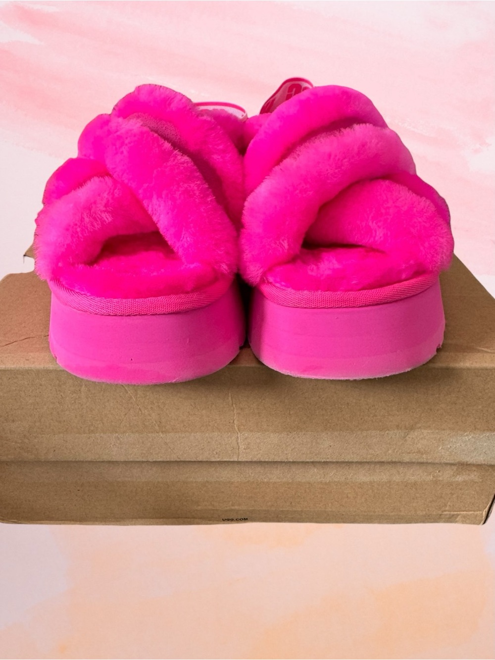 UGG Disco Cross Slide Taffy Pink Platform Sandals Slippers Slingback Size 7 - Picture 7 of 16
